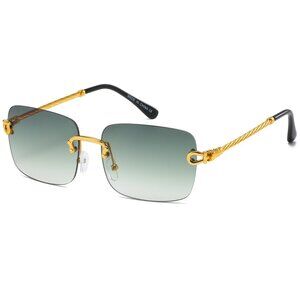 Men Women Sunglasses Square Green Lens Fashion Gold Frame Rapper‎ Icedout Lentes